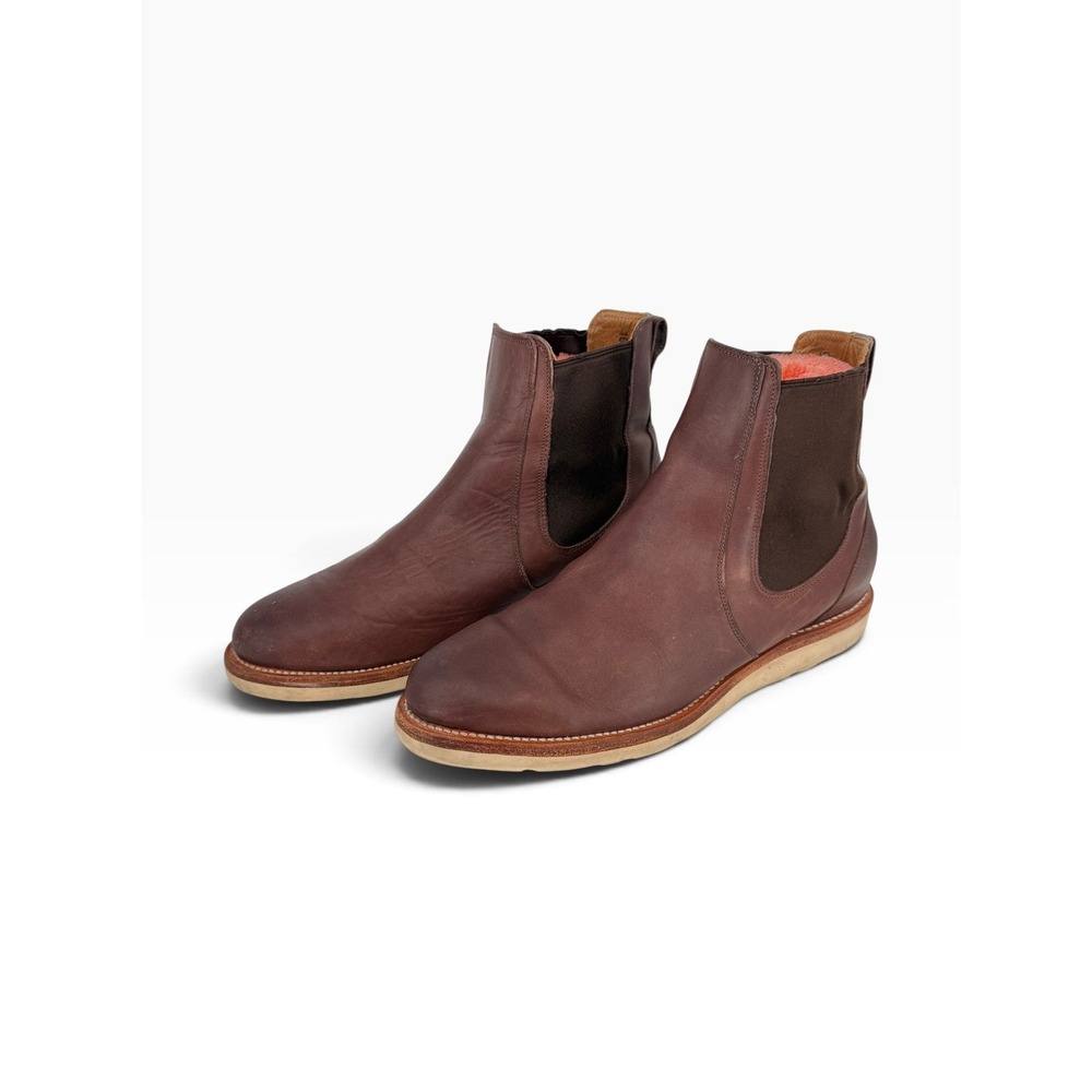 Tecovas The Luke Brown Leather Chelsea Boots Mens 9.5 EE Wide Vibram Wedge